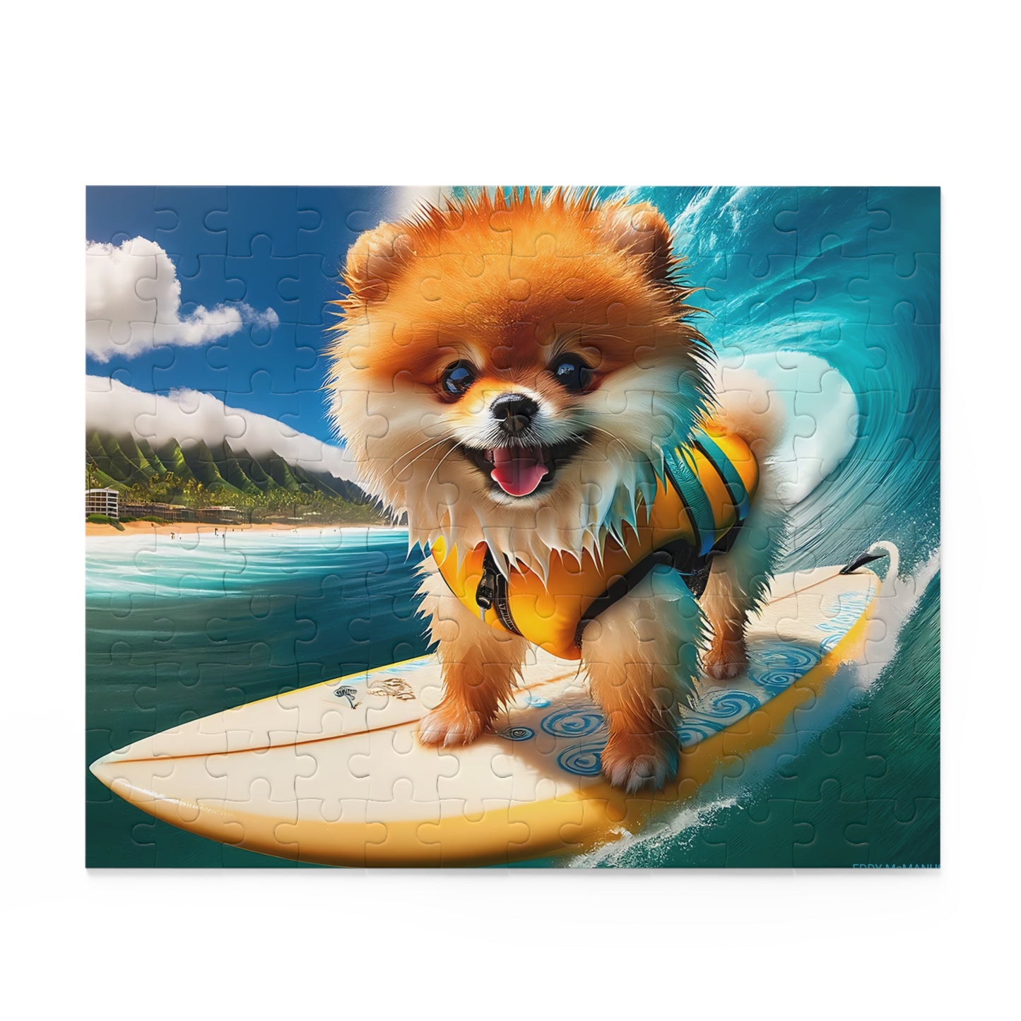 Surf Pups! Surfing Pomeranian Puppy Puzzle 10 - (120, 252, 500-Piece)