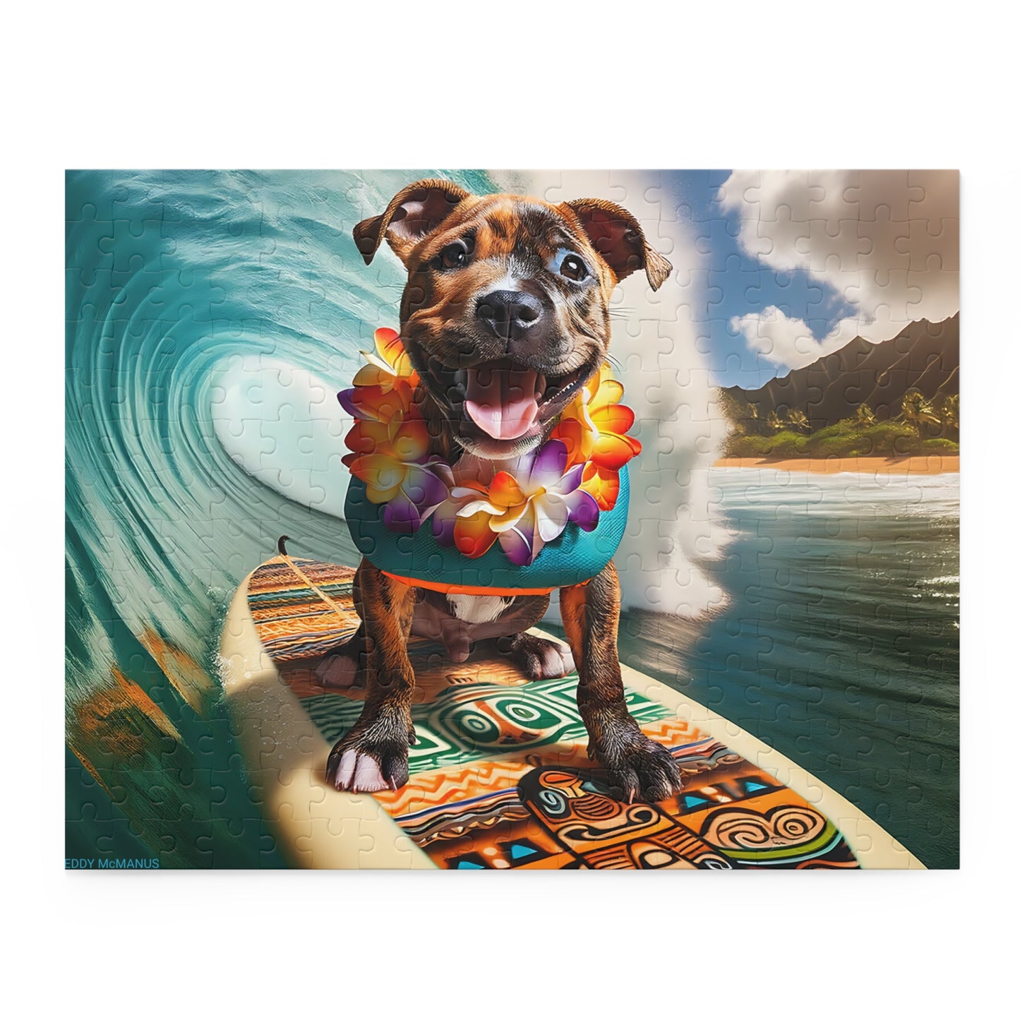Surf Pups! Surfing Pit Bull Puppy Puzzle 7 - (120, 252, 500-Piece)