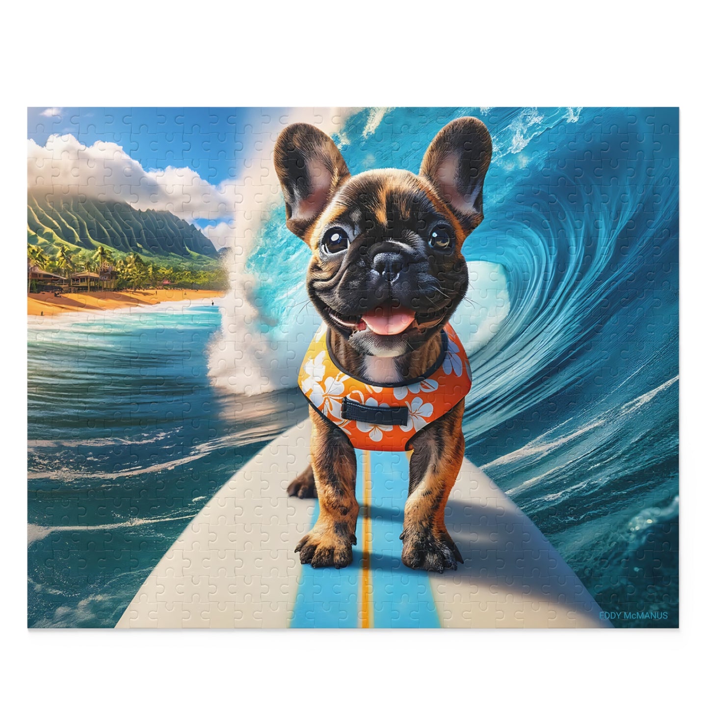 Surf Pups! Surfing French Bulldog Puppy Puzzle 5 - (120, 252, 500-Piece)