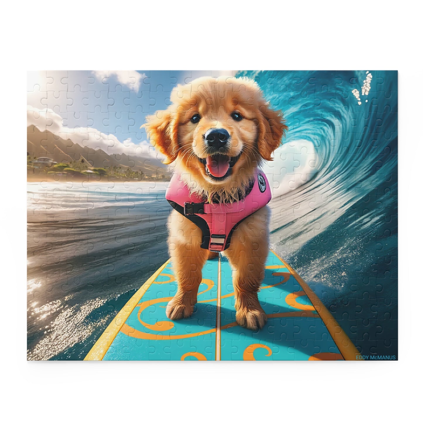 Surf Pups! Surfing Golden Retriever Puppy Puzzle 4 - (120, 252, 500-Piece)