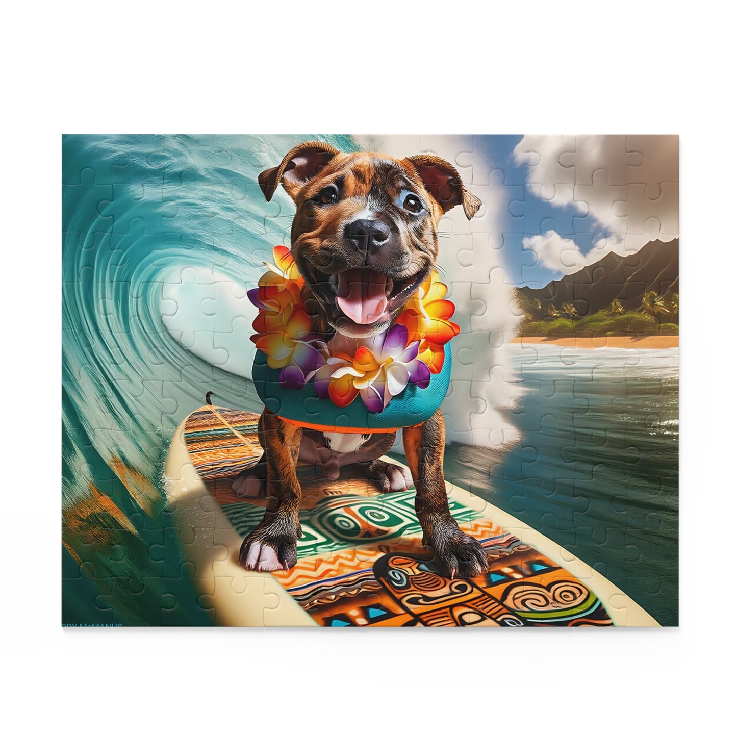 Surf Pups! Surfing Pit Bull Puppy Puzzle 7 - (120, 252, 500-Piece)