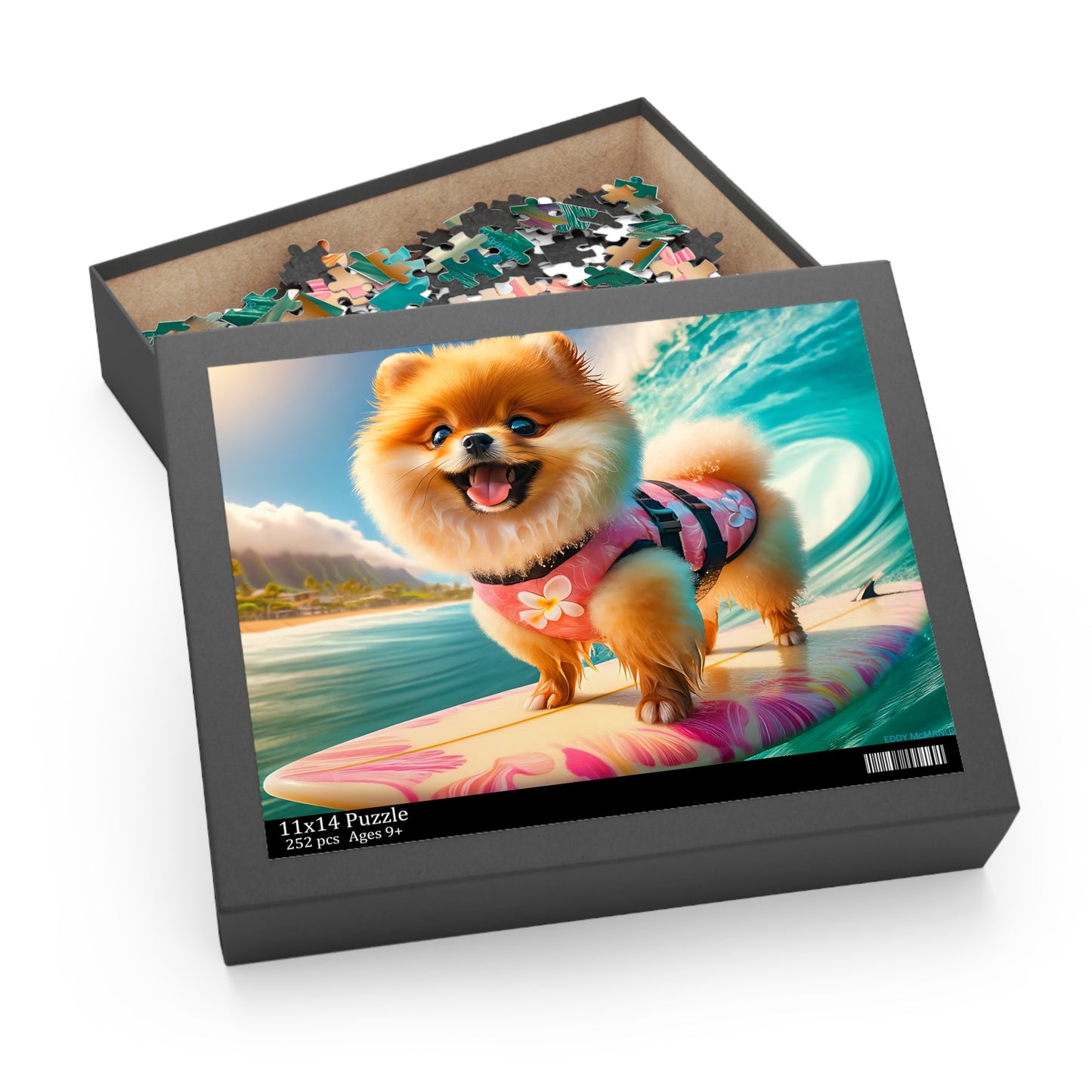 Surf Pups! Surfing Pomeranian Puppy Puzzle 11 - (120, 252, 500-Piece)
