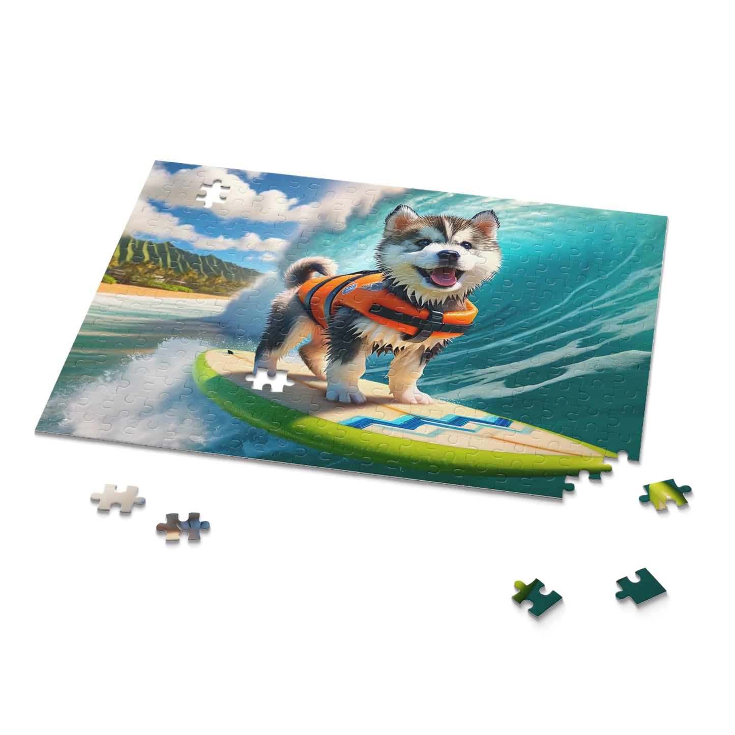 Surf Pups! Surfing Husky Puppy Puzzle 1 - (120, 252, 500-Piece)
