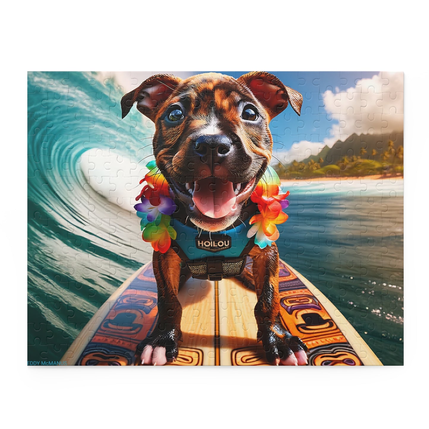 Surf Pups! Surfing Pit Bull Puppy Puzzle 8 - (120, 252, 500-Piece)