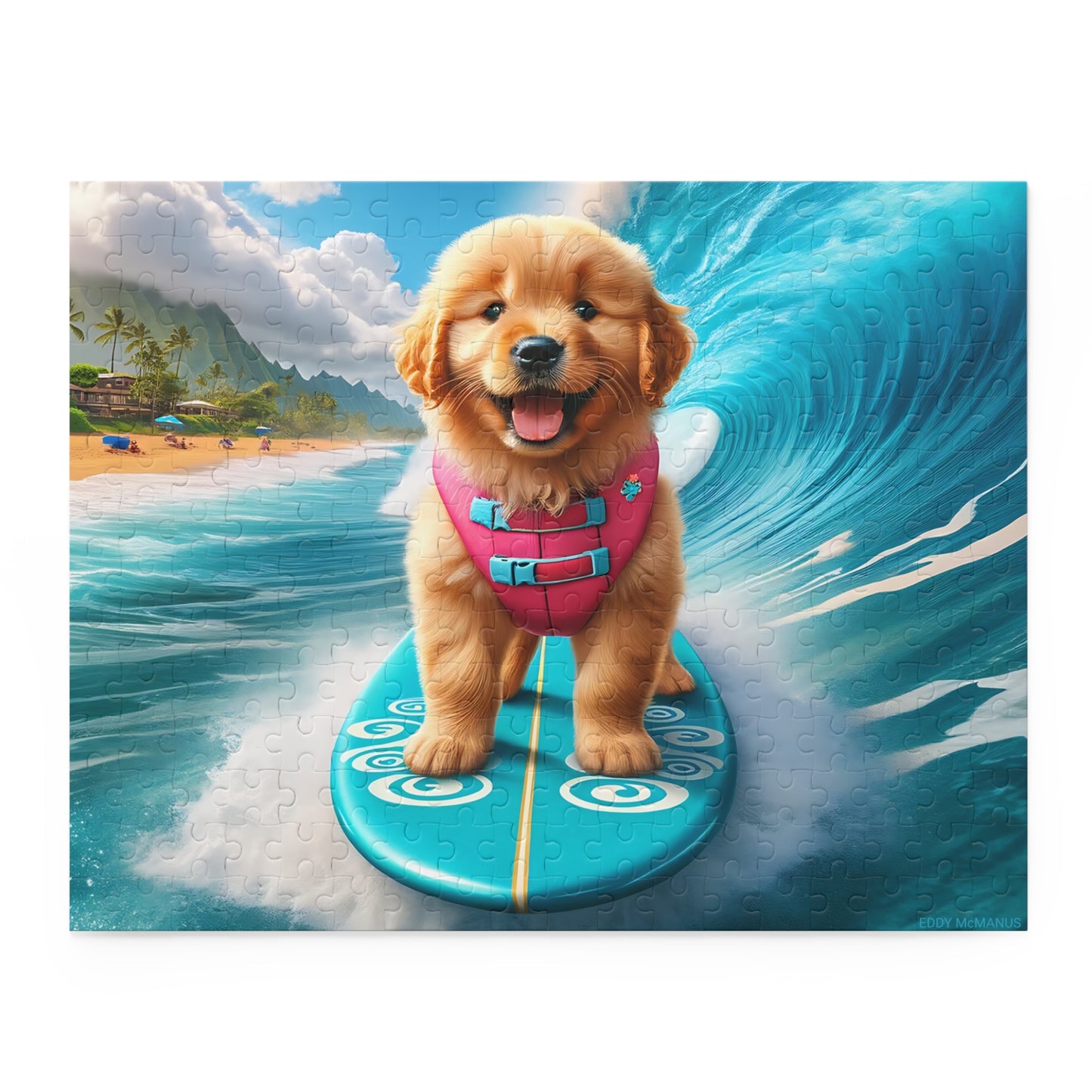 Surf Pups! Surfing Golden Retriever Puppy Puzzle 5 - (120, 252, 500-Piece)