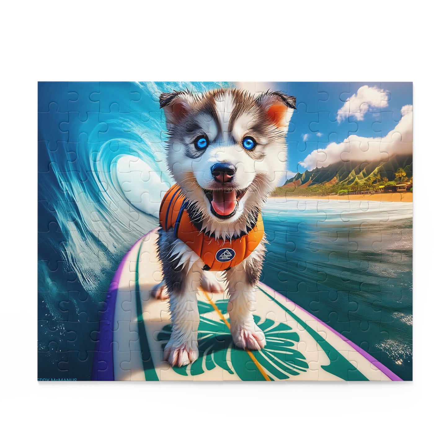 Surf Pups! Surfing Husky Puppy Puzzle 11 - (120, 252, 500-Piece)