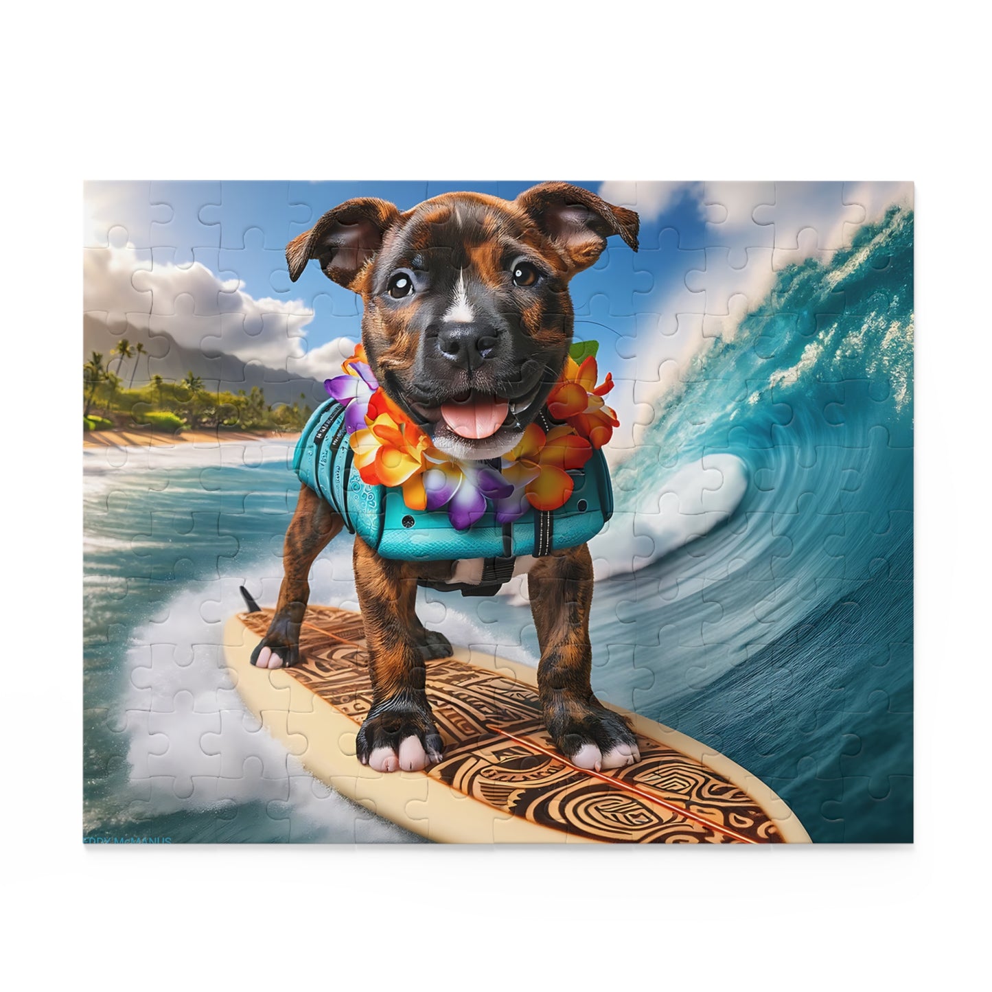 Surf Pups! Surfing Pit Bull Puppy Puzzle 3 - (120, 252, 500-Piece)