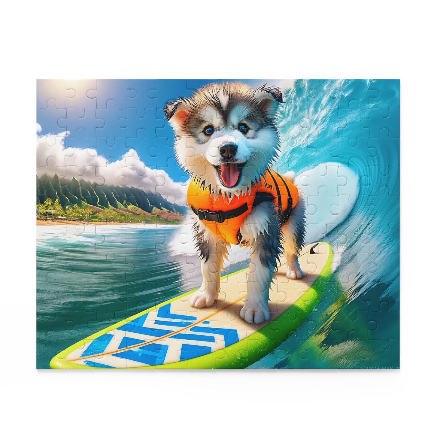 Surf Pups! Surfing Husky Puppy Puzzle 2 - (120, 252, 500-Piece)