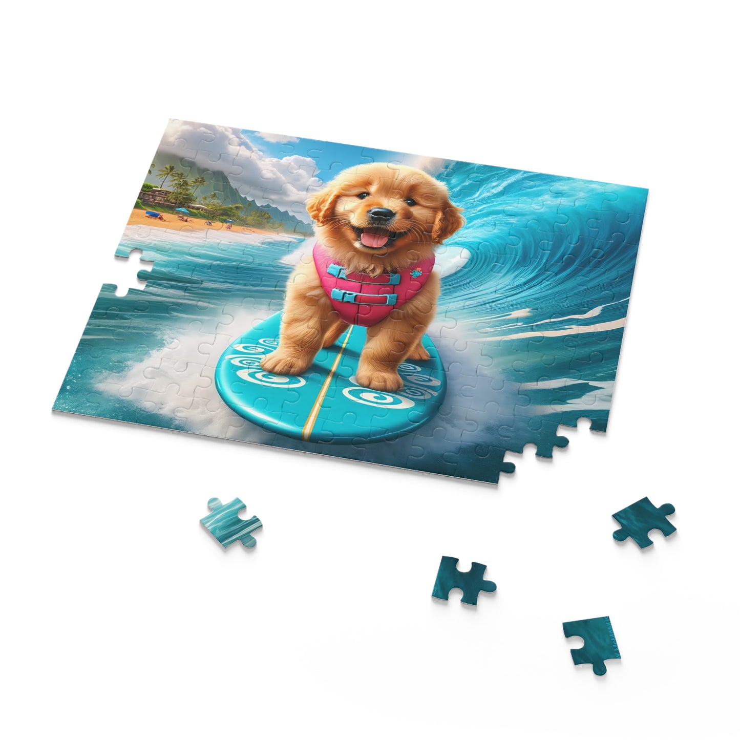 Surf Pups! Surfing Golden Retriever Puppy Puzzle 5 - (120, 252, 500-Piece)