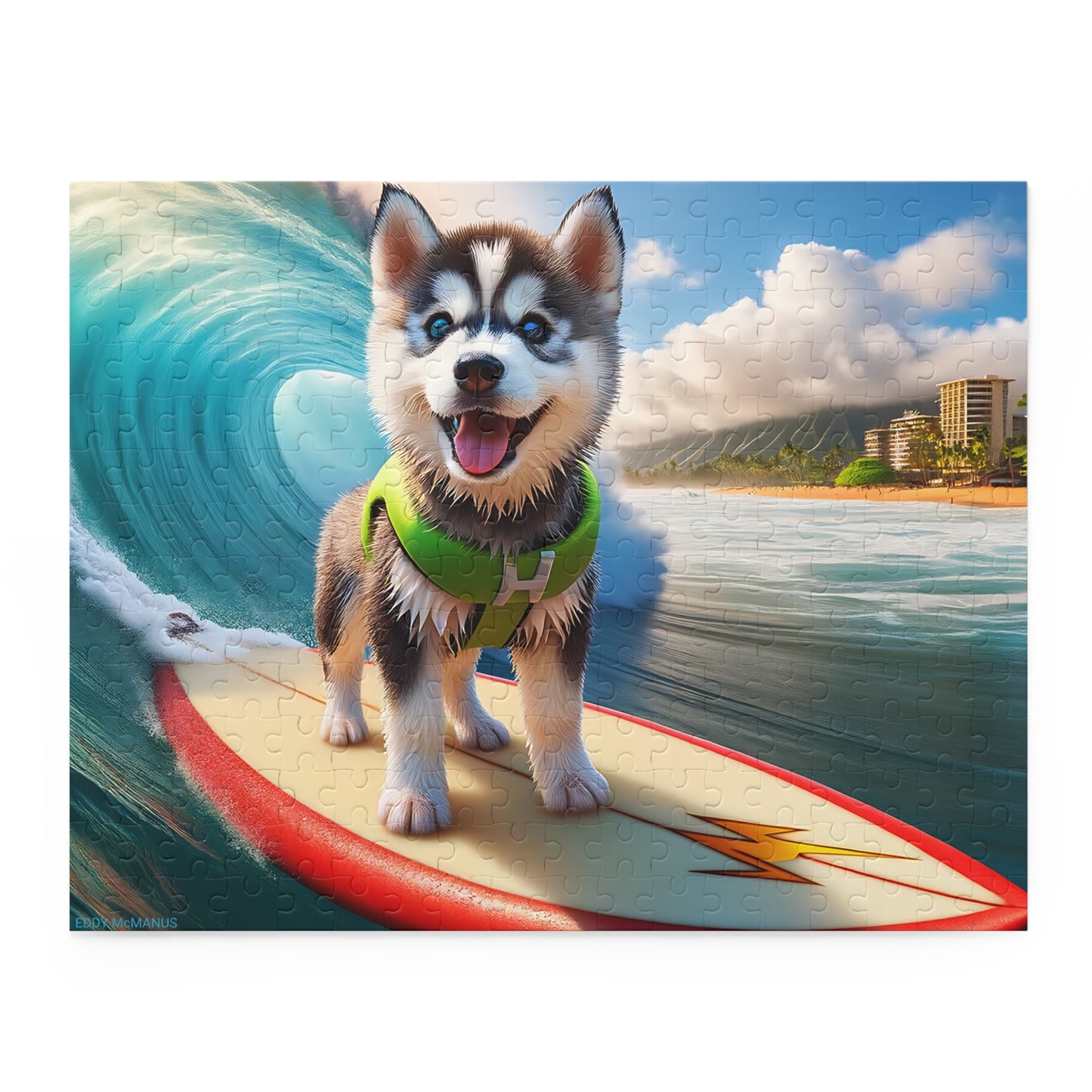 Surf Pups! Surfing Husky Puppy Puzzle 5 - (120, 252, 500-Piece)