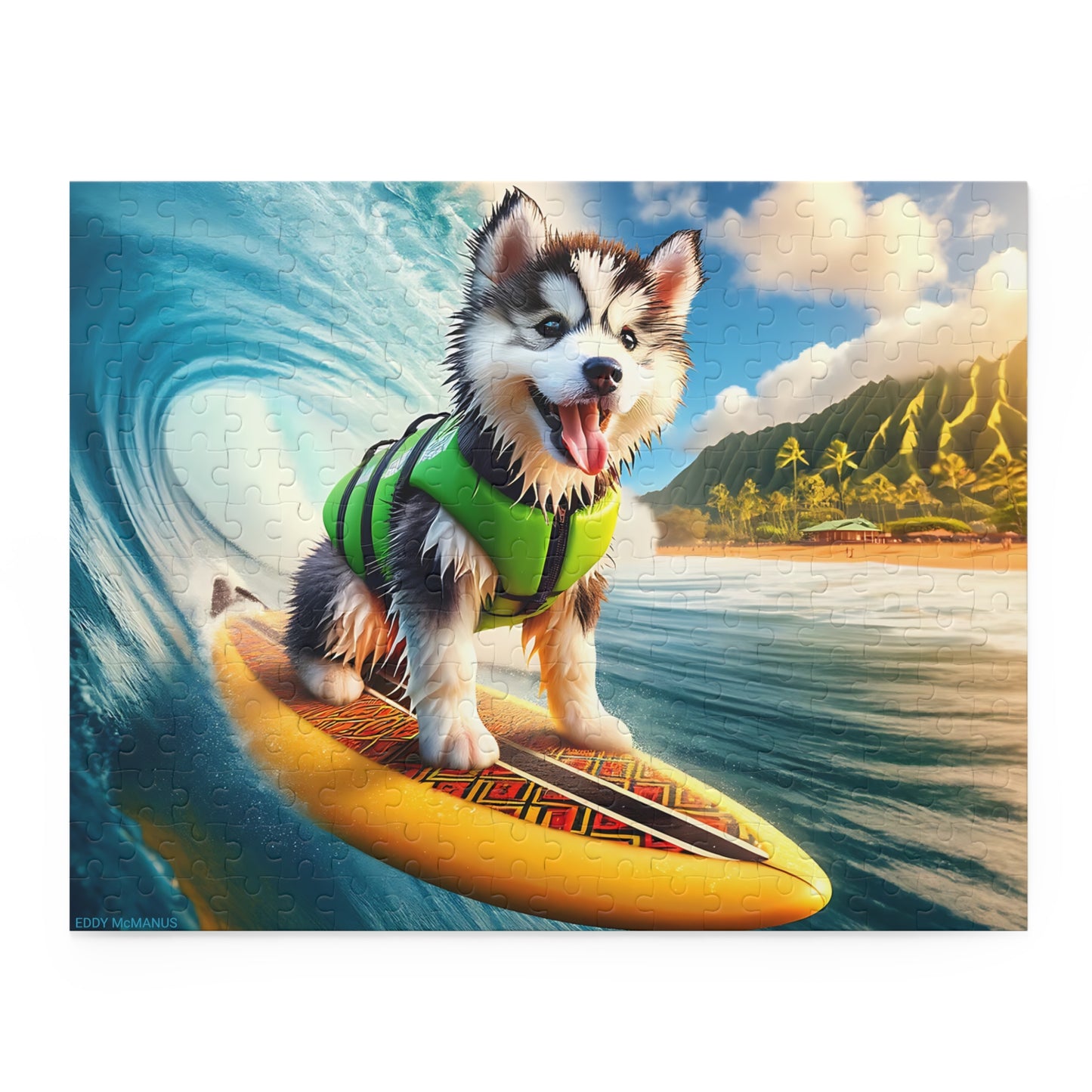 Surf Pups! Surfing Husky Puppy Puzzle 7 - (120, 252, 500-Piece)