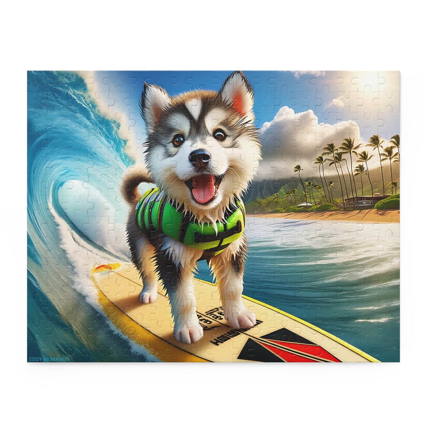 Surf Pups! Surfing Husky Puppy Puzzle 8 - (120, 252, 500-Piece)