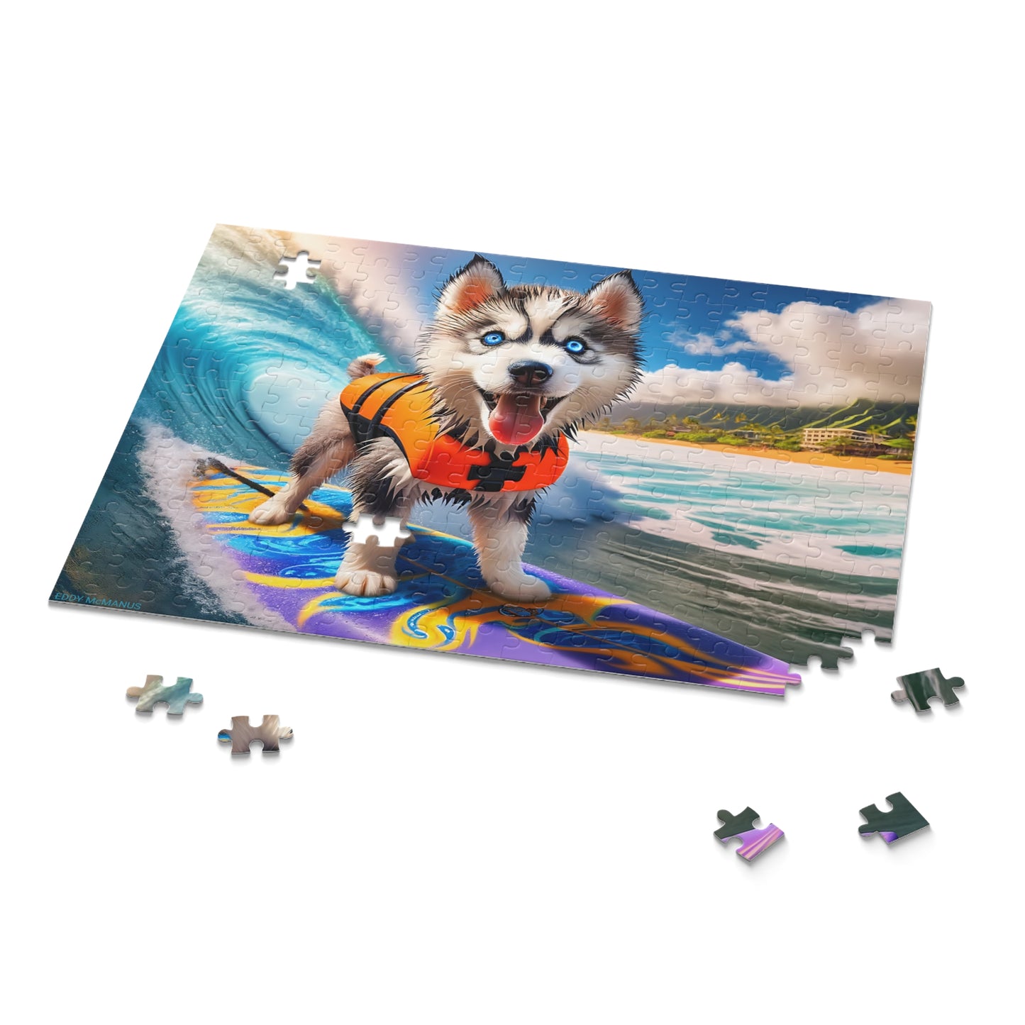 Surf Pups! Surfing Husky Puppy Puzzle 9 - (120, 252, 500-Piece)