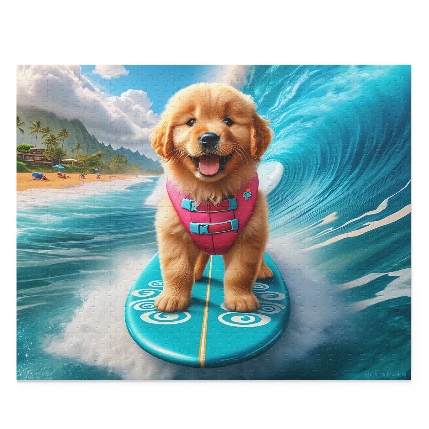 Surf Pups! Surfing Golden Retriever Puppy Puzzle 5 - (120, 252, 500-Piece)