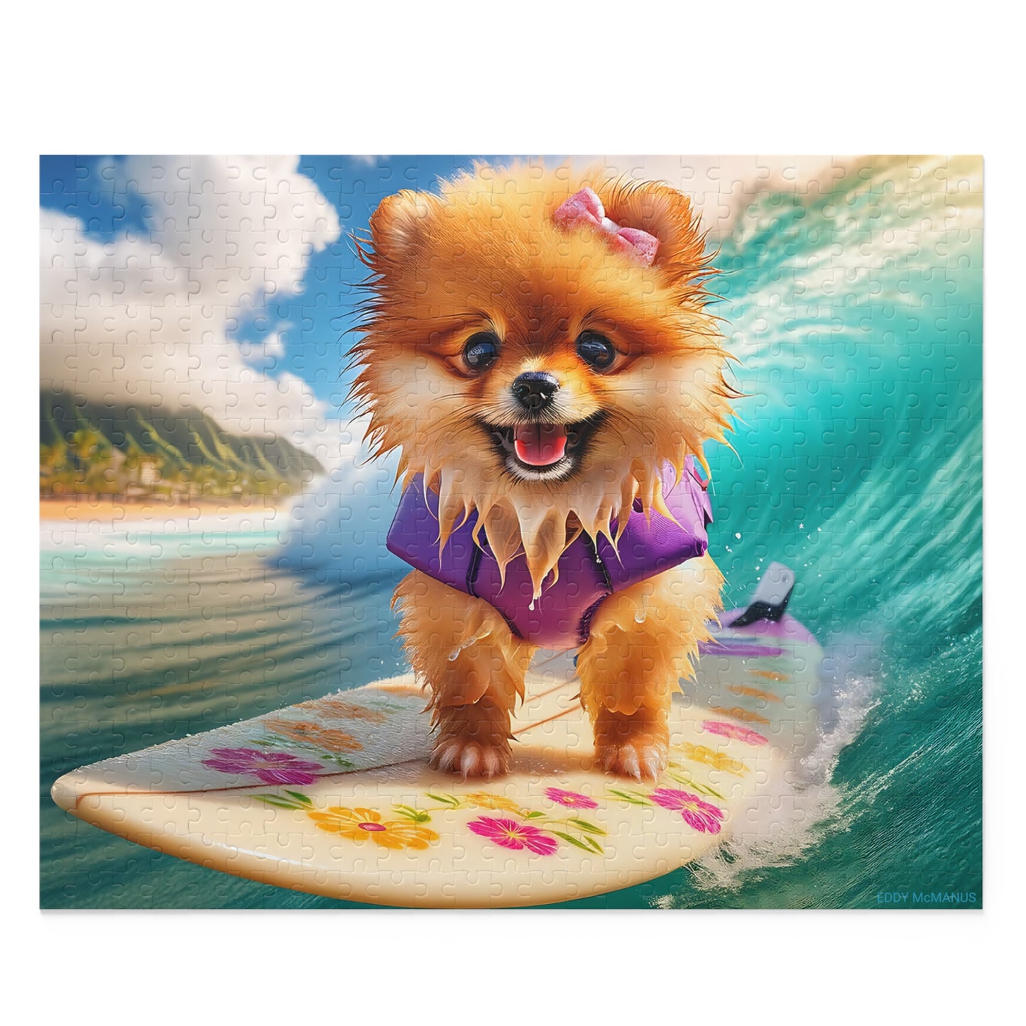 Surf Pups! Surfing Pomeranian Puppy Puzzle 12 - (120, 252, 500-Piece)