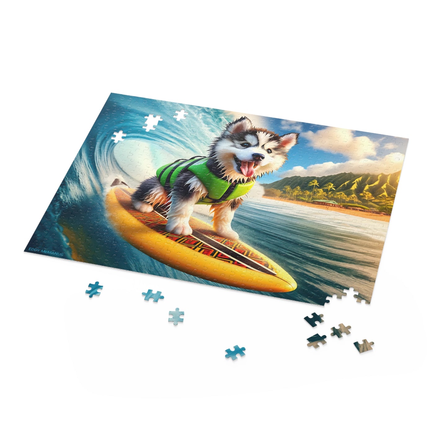 Surf Pups! Surfing Husky Puppy Puzzle 7 - (120, 252, 500-Piece)
