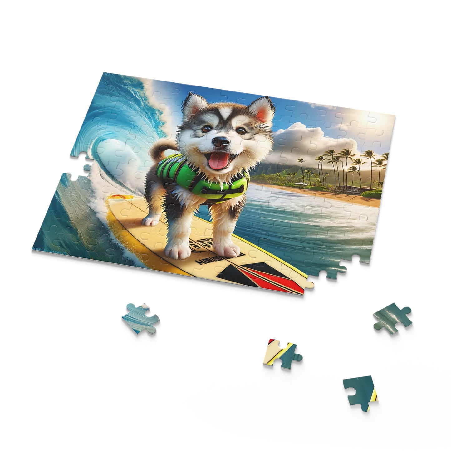 Surf Pups! Surfing Husky Puppy Puzzle 8 - (120, 252, 500-Piece)