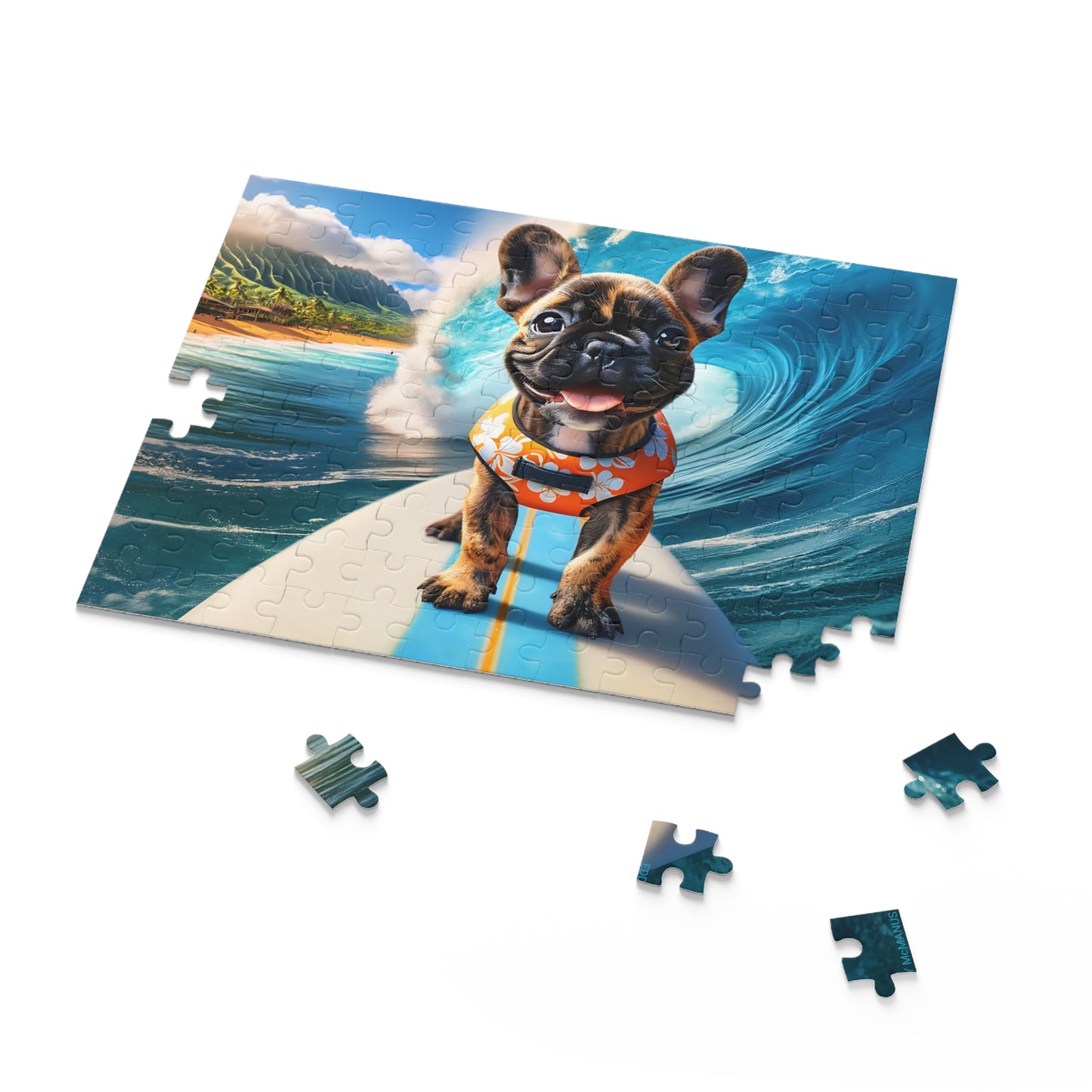 Surf Pups! Surfing French Bulldog Puppy Puzzle 5 - (120, 252, 500-Piece)