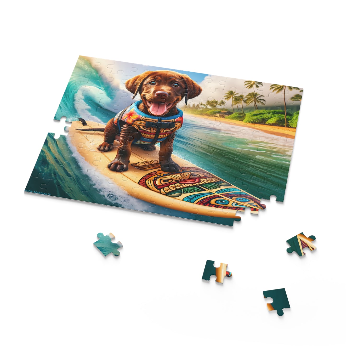 Surf Pups! Surfing Labrador Puppy Puzzle 10 - (120, 252, 500-Piece)