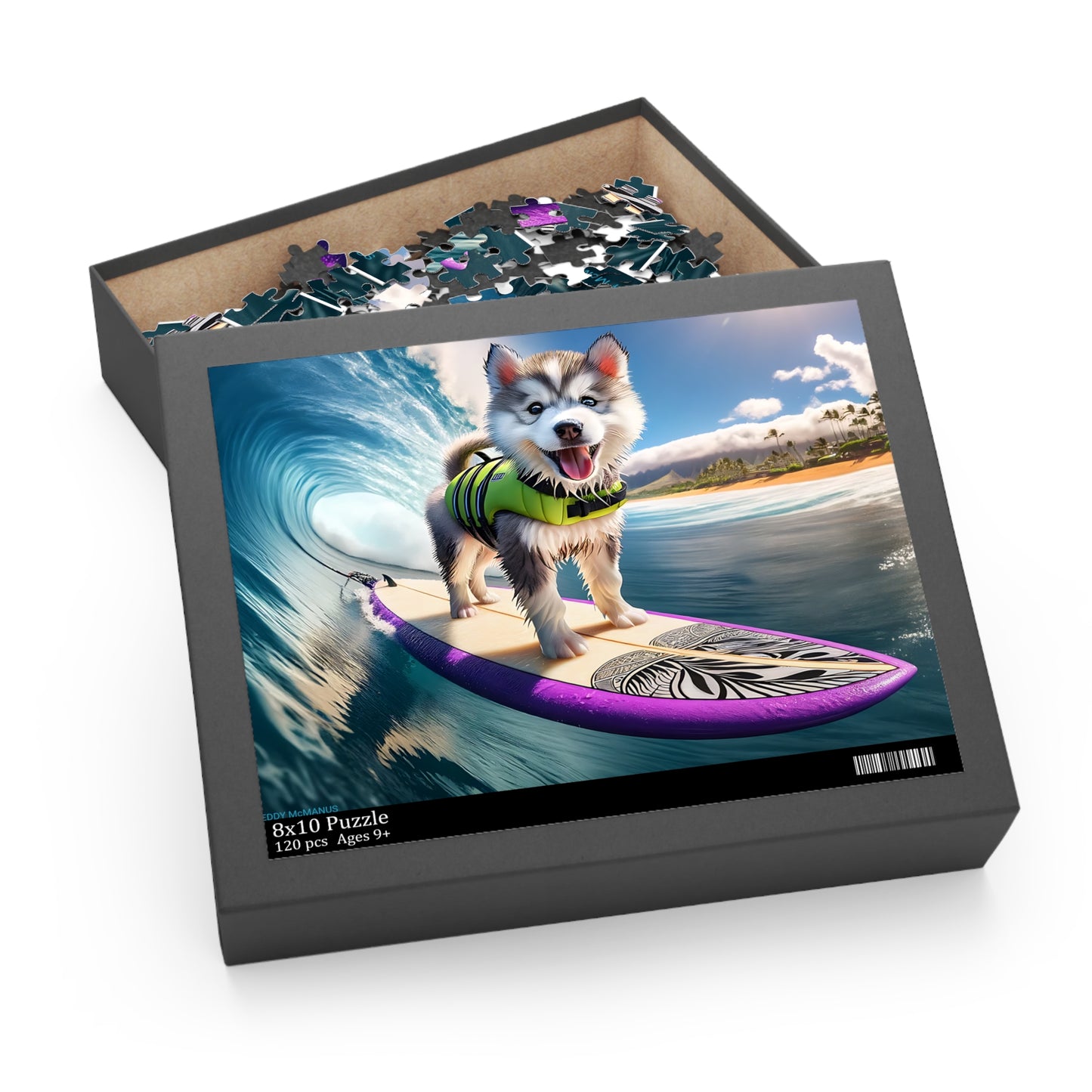 Surf Pups! Surfing Husky Puppy Puzzle 4 - (120, 252, 500-Piece)