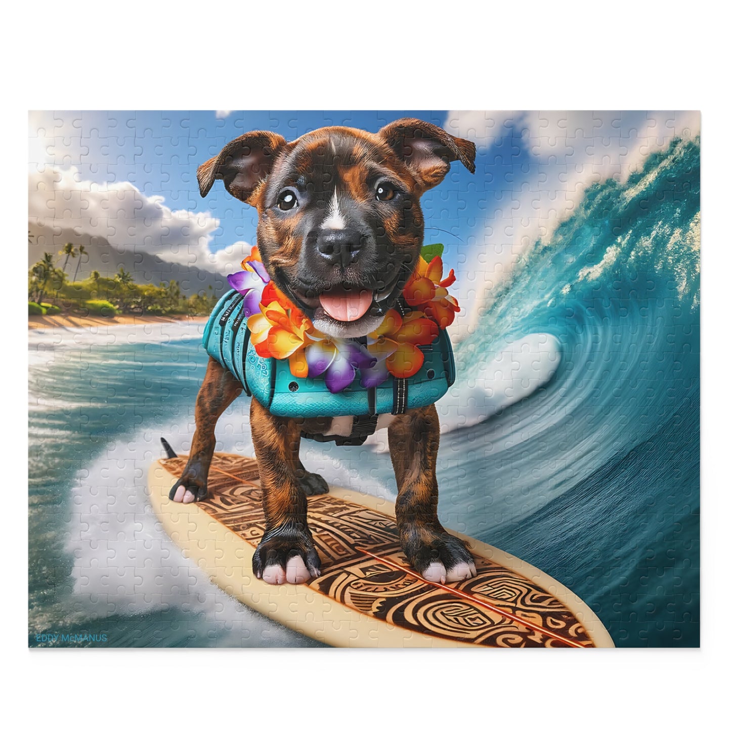 Surf Pups! Surfing Pit Bull Puppy Puzzle 3 - (120, 252, 500-Piece)