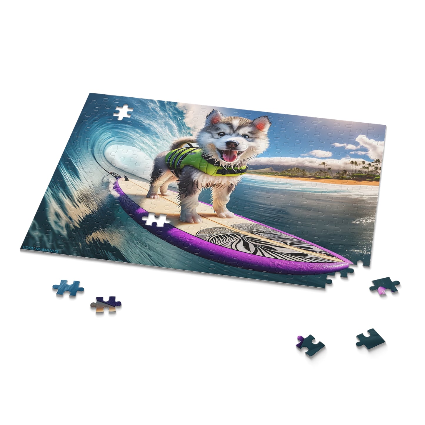 Surf Pups! Surfing Husky Puppy Puzzle 4 - (120, 252, 500-Piece)