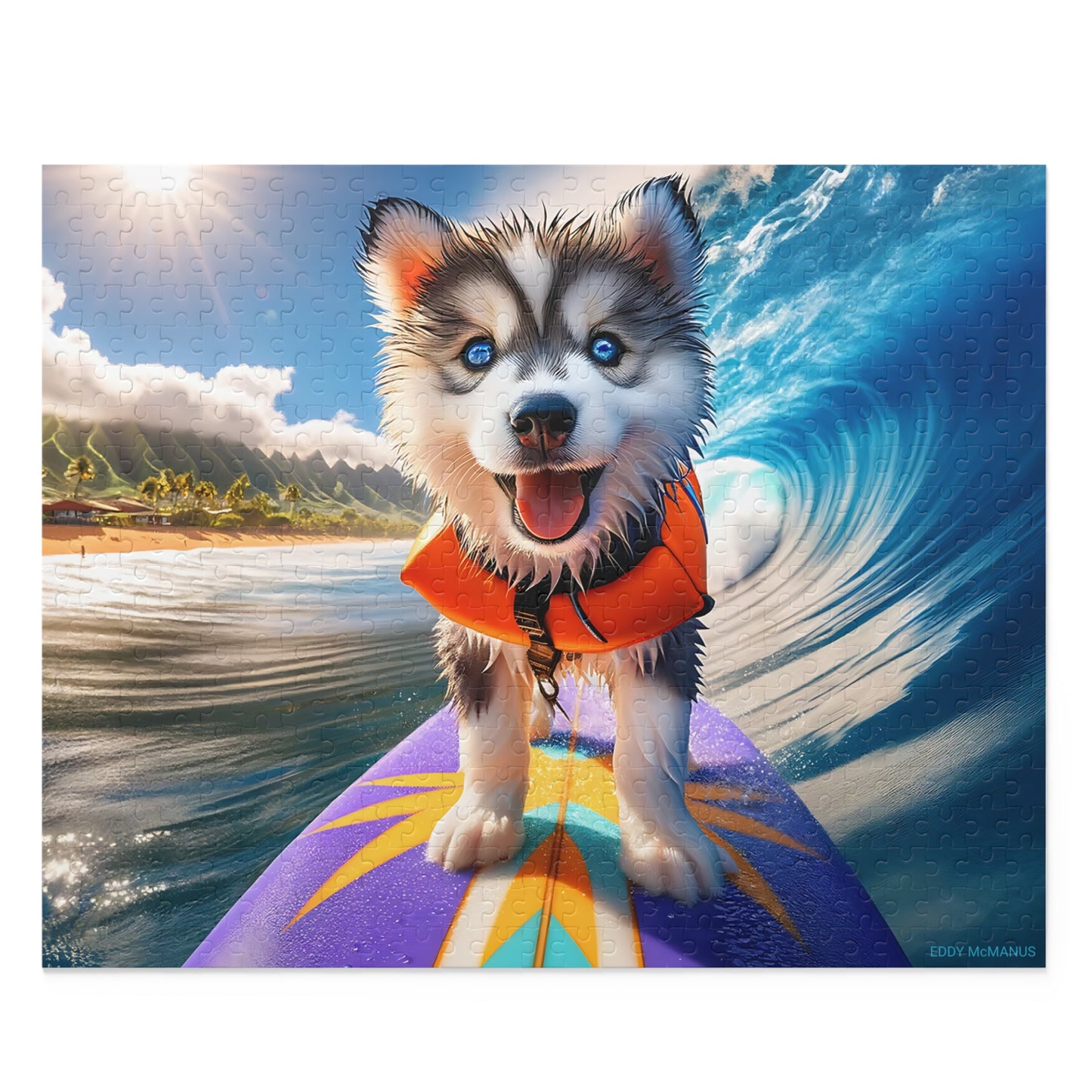 Surf Pups! Surfing Husky Puppy Puzzle 12 - (120, 252, 500-Piece)