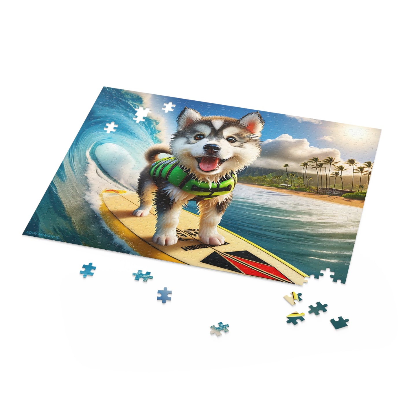 Surf Pups! Surfing Husky Puppy Puzzle 8 - (120, 252, 500-Piece)