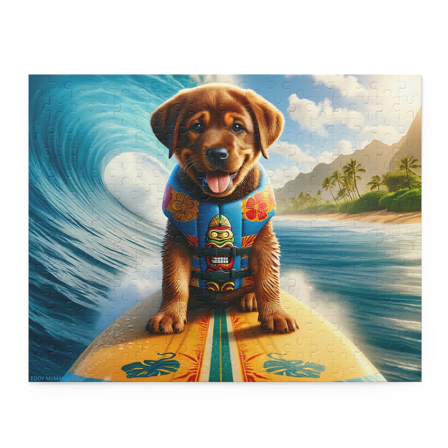 Surf Pups! Surfing Labrador Puppy Puzzle 12 - (120, 252, 500-Piece)