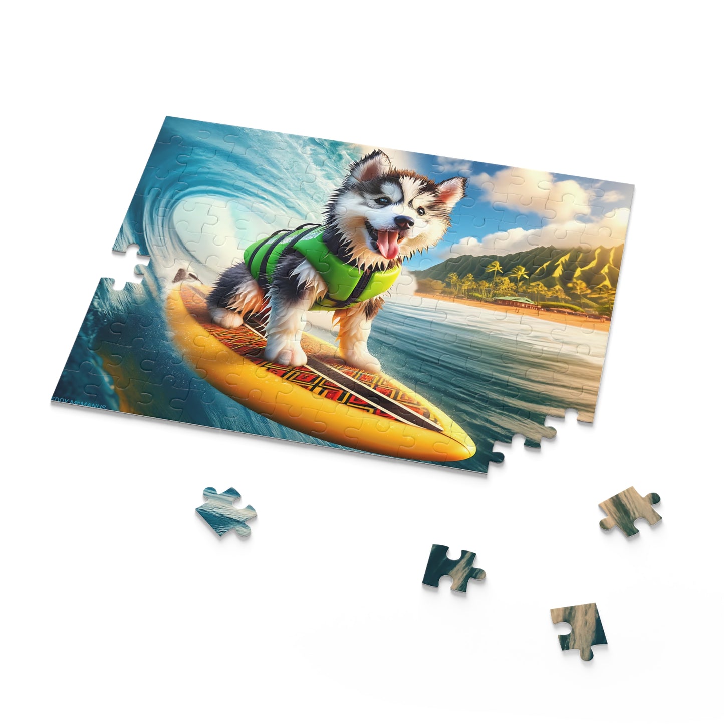 Surf Pups! Surfing Husky Puppy Puzzle 7 - (120, 252, 500-Piece)