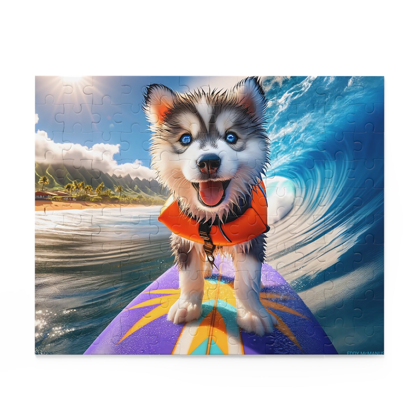 Surf Pups! Surfing Husky Puppy Puzzle 12 - (120, 252, 500-Piece)