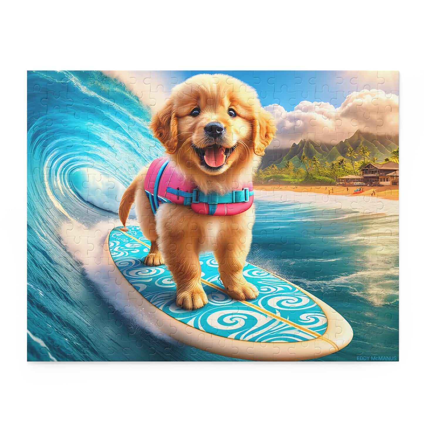 Surf Pups! Surfing Golden Retriever Puppy Puzzle 6 - (120, 252, 500-Piece)