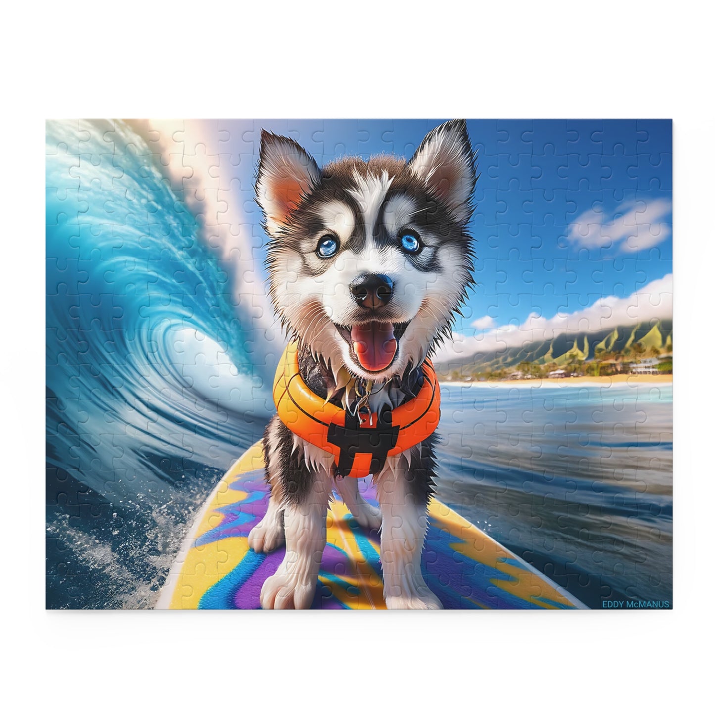 Surf Pups! Surfing Husky Puppy Puzzle 10 - (120, 252, 500-Piece)