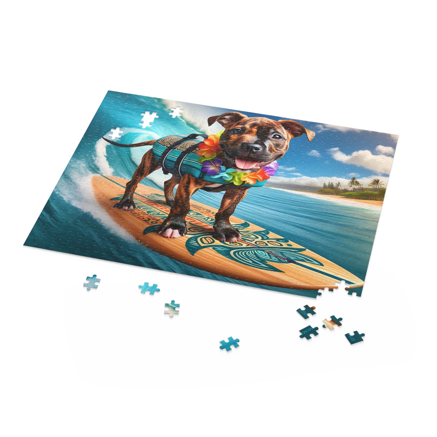 Surf Pups! Surfing Pit Bull Puppy Puzzle 6 - (120, 252, 500-Piece)