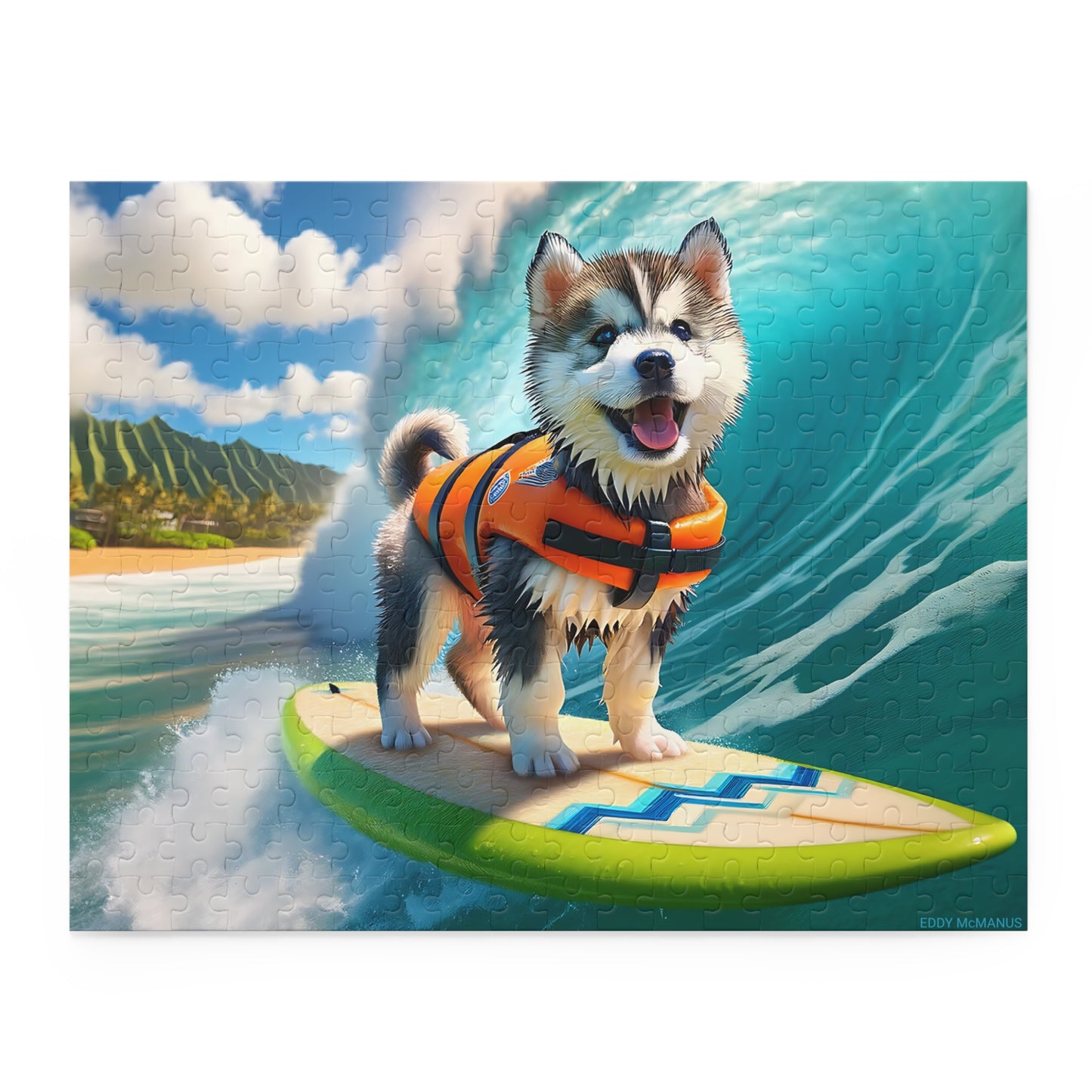 Surf Pups! Surfing Husky Puppy Puzzle 1 - (120, 252, 500-Piece)