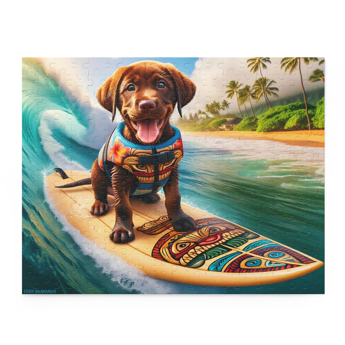 Surf Pups! Surfing Labrador Puppy Puzzle 10 - (120, 252, 500-Piece)