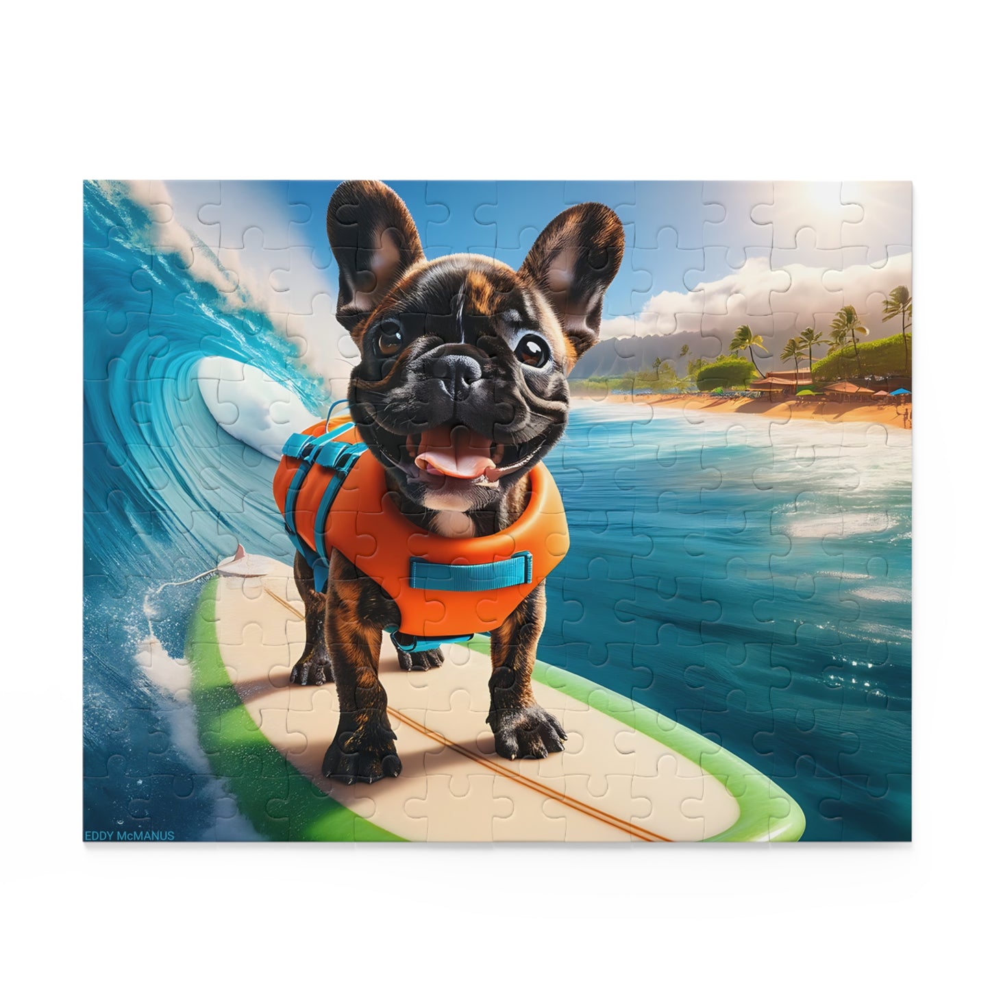 Surf Pups! Surfing French Bulldog Puppy Puzzle 2 - (120, 252, 500-Piece)
