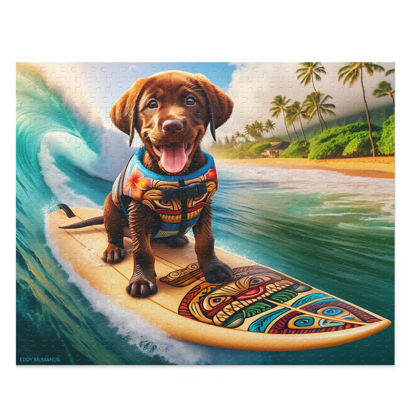 Surf Pups! Surfing Labrador Puppy Puzzle 10 - (120, 252, 500-Piece)