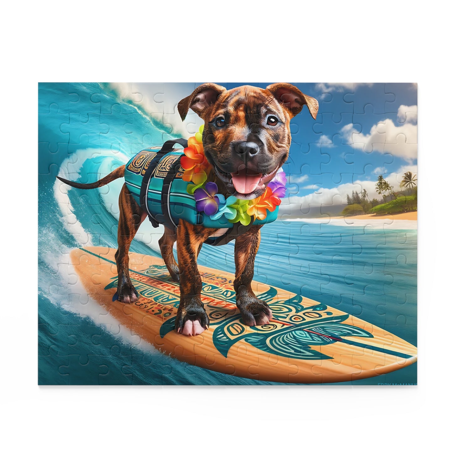 Surf Pups! Surfing Pit Bull Puppy Puzzle 6 - (120, 252, 500-Piece)