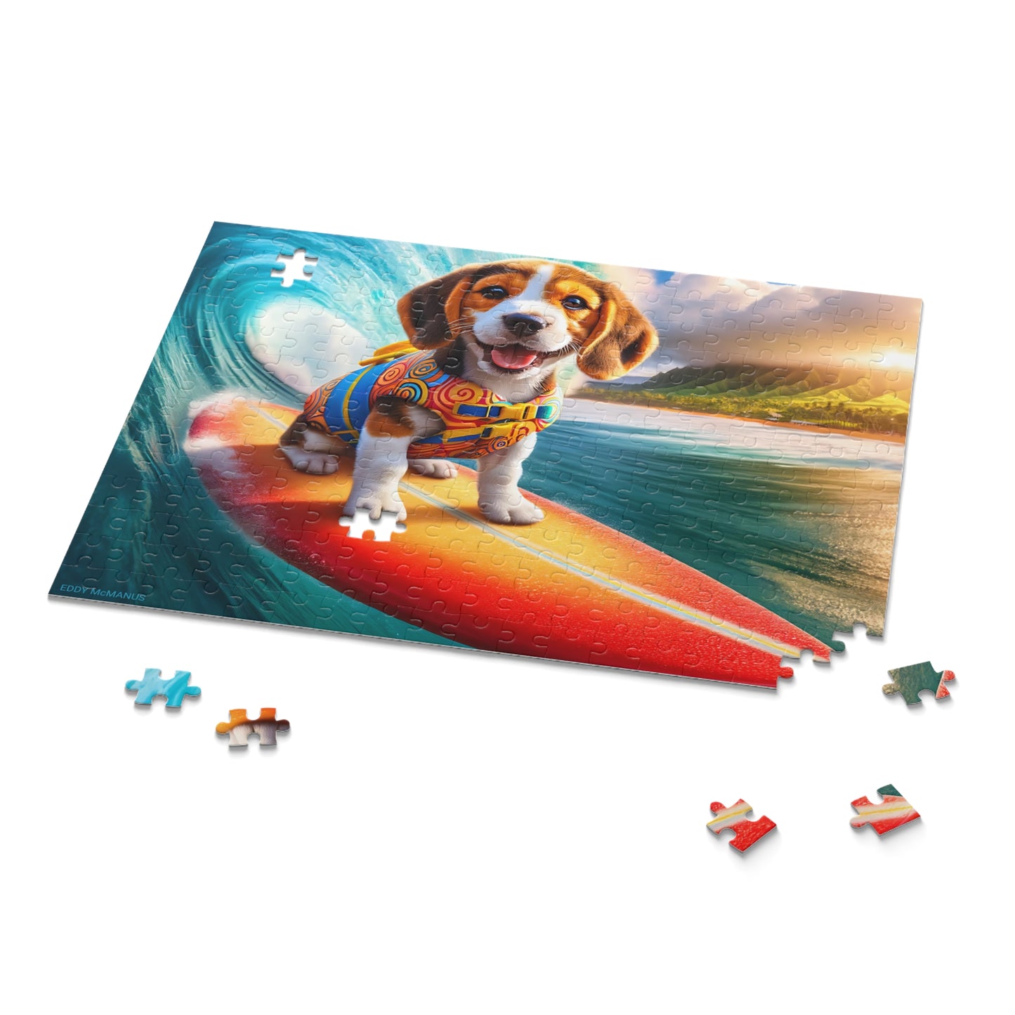 Surf Pups! Surfing Beagle Puppy Puzzle 1 - (120, 252, 500-Piece)