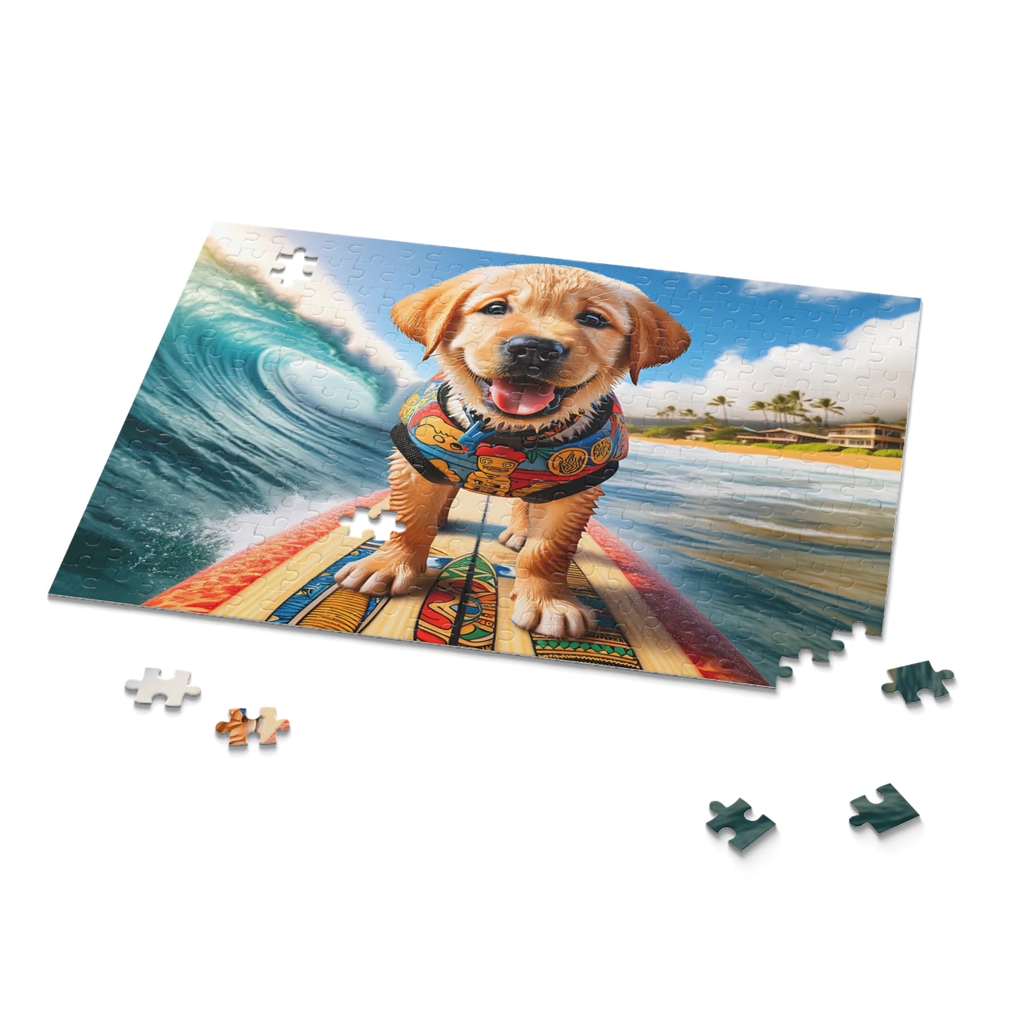 Surf Pups! Surfing Labrador Puppy Puzzle 4 - (120, 252, 500-Piece)
