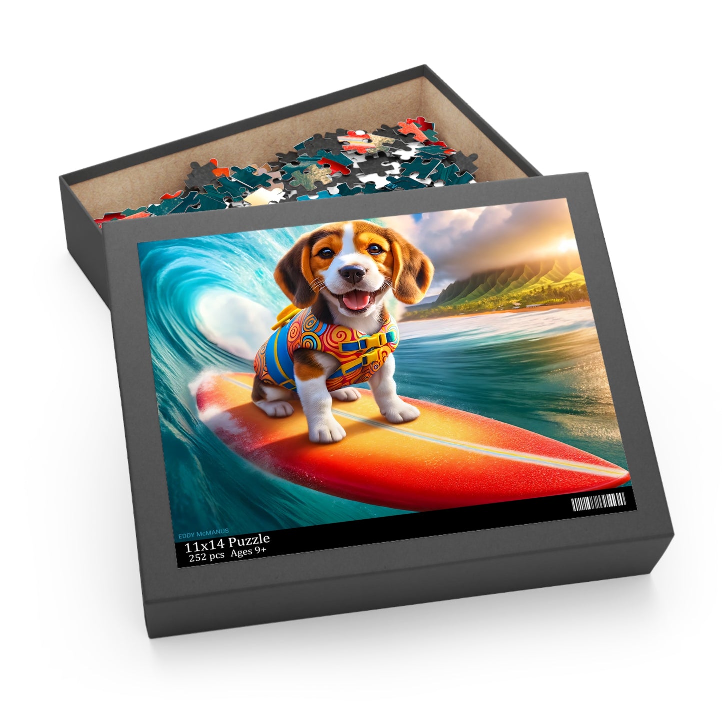 Surf Pups! Surfing Beagle Puppy Puzzle 1 - (120, 252, 500-Piece)