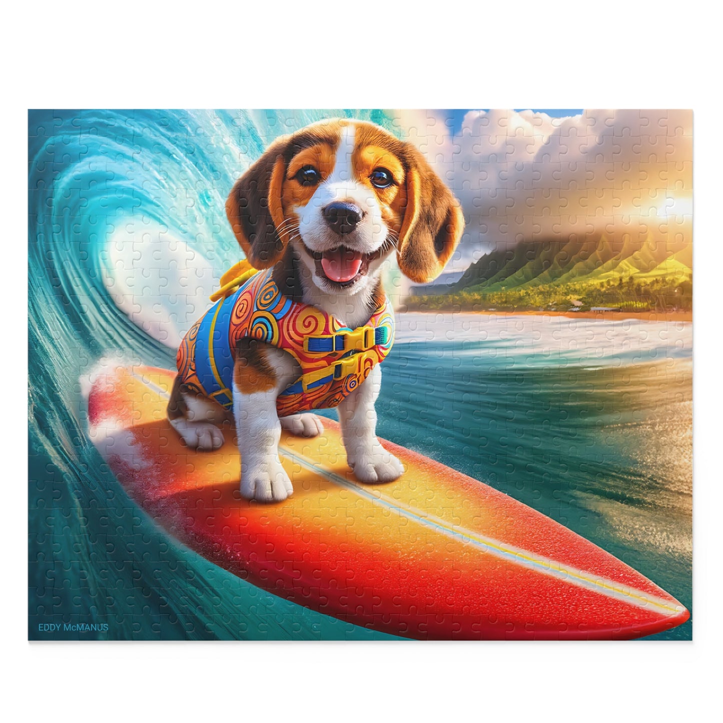 Surf Pups! Surfing Beagle Puppy Puzzle 1 - (120, 252, 500-Piece)
