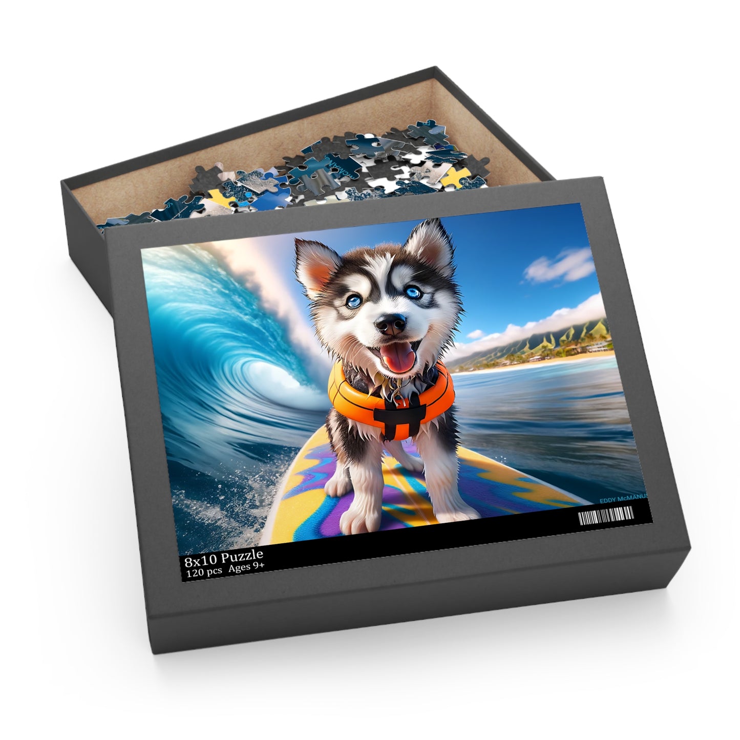 Surf Pups! Surfing Husky Puppy Puzzle 10 - (120, 252, 500-Piece)