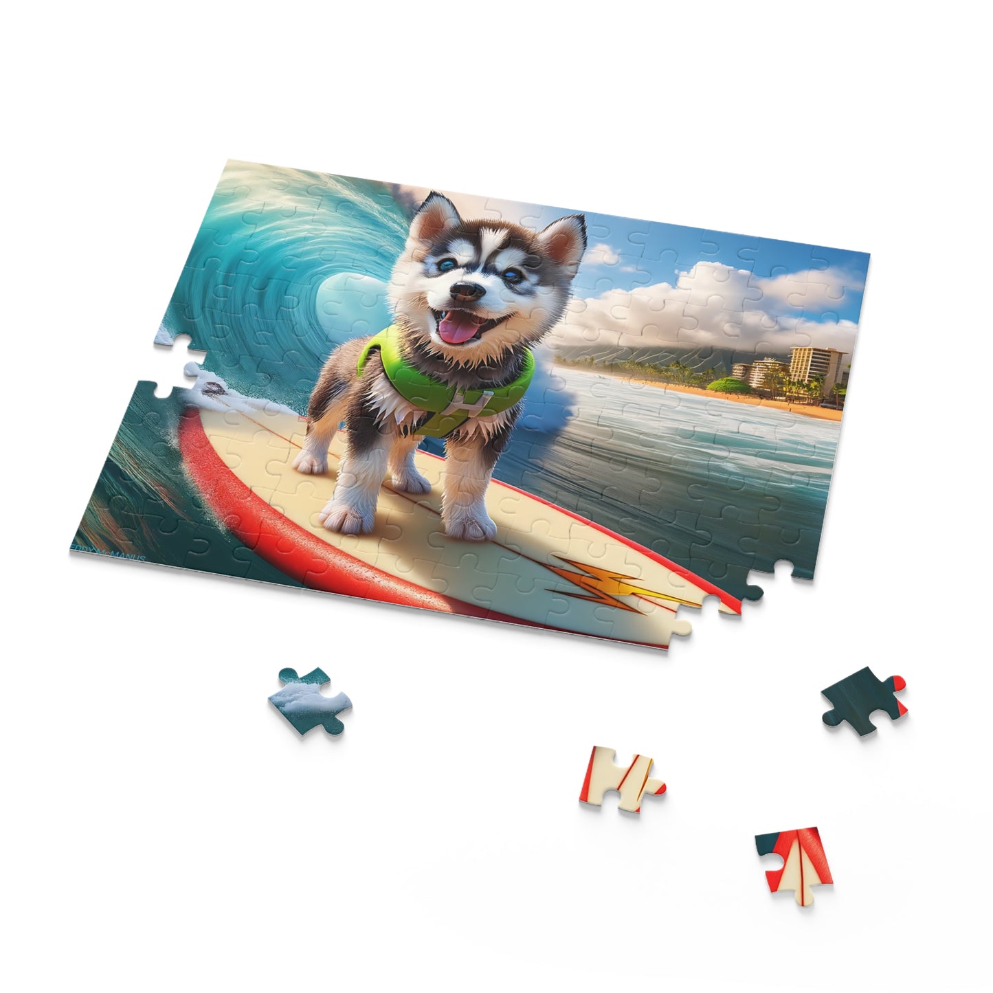Surf Pups! Surfing Husky Puppy Puzzle 5 - (120, 252, 500-Piece)