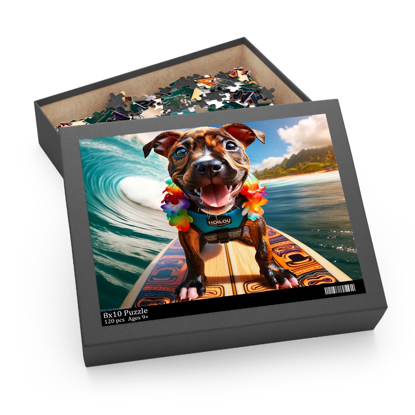 Surf Pups! Surfing Pit Bull Puppy Puzzle 8 - (120, 252, 500-Piece)