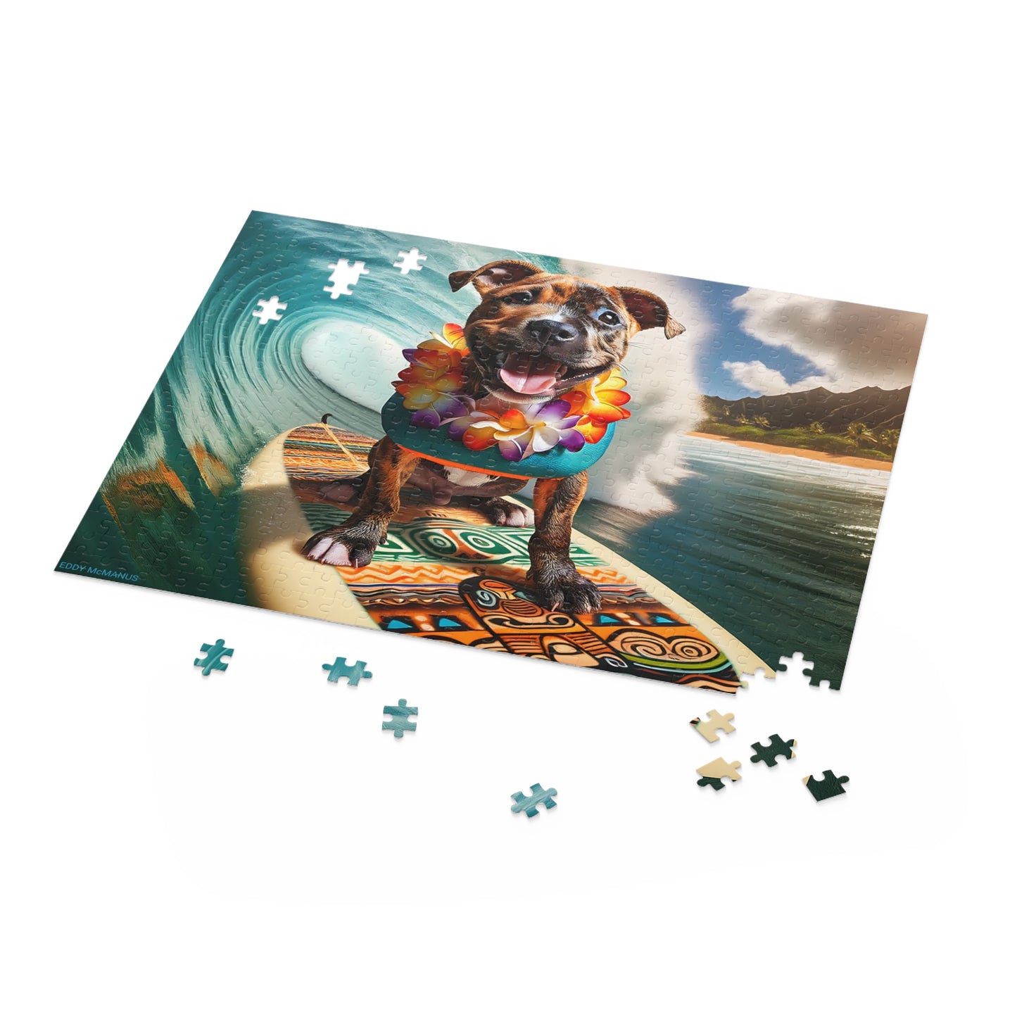 Surf Pups! Surfing Pit Bull Puppy Puzzle 7 - (120, 252, 500-Piece)