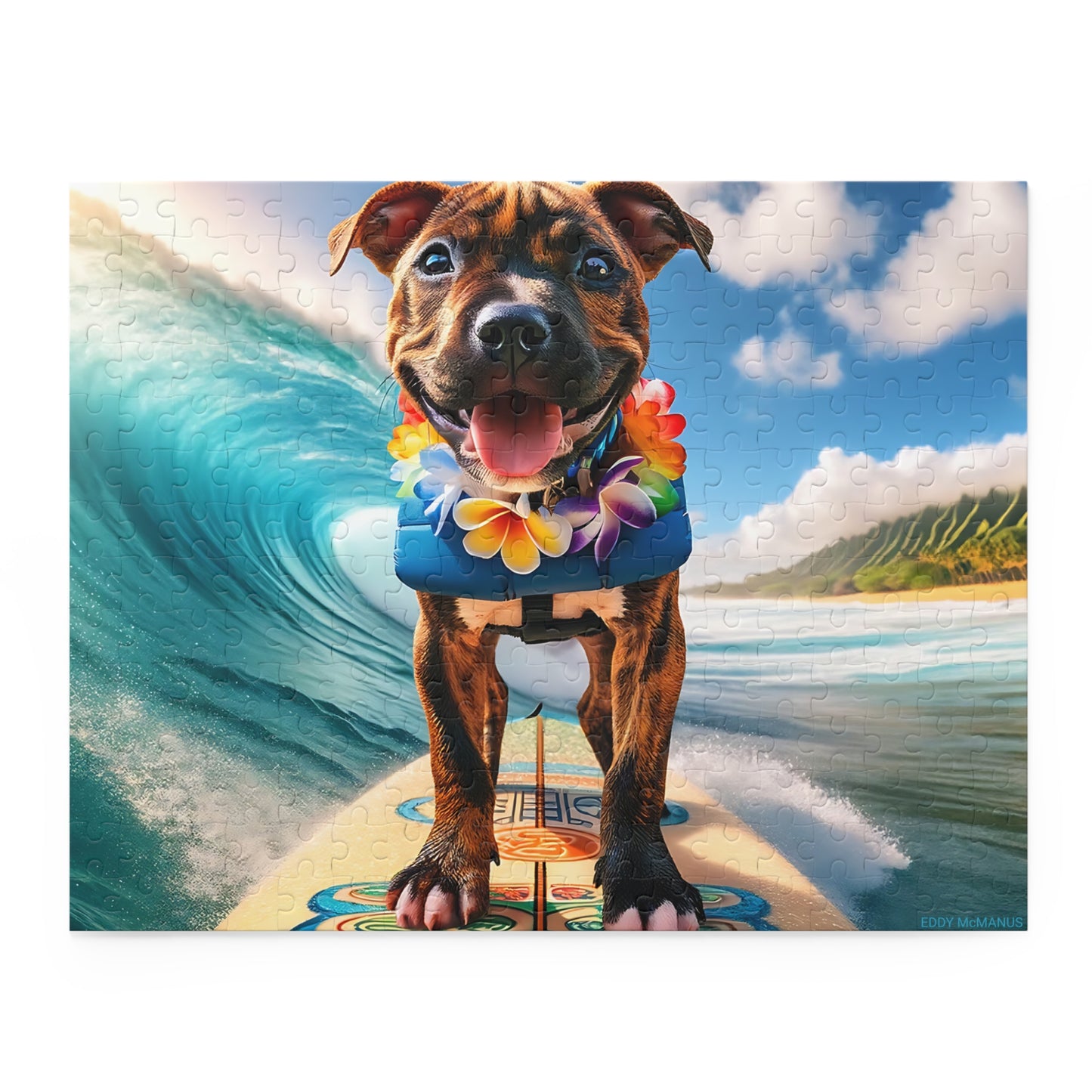 Surf Pups! Surfing Pit Bull Puppy Puzzle 1 - (120, 252, 500-Piece)