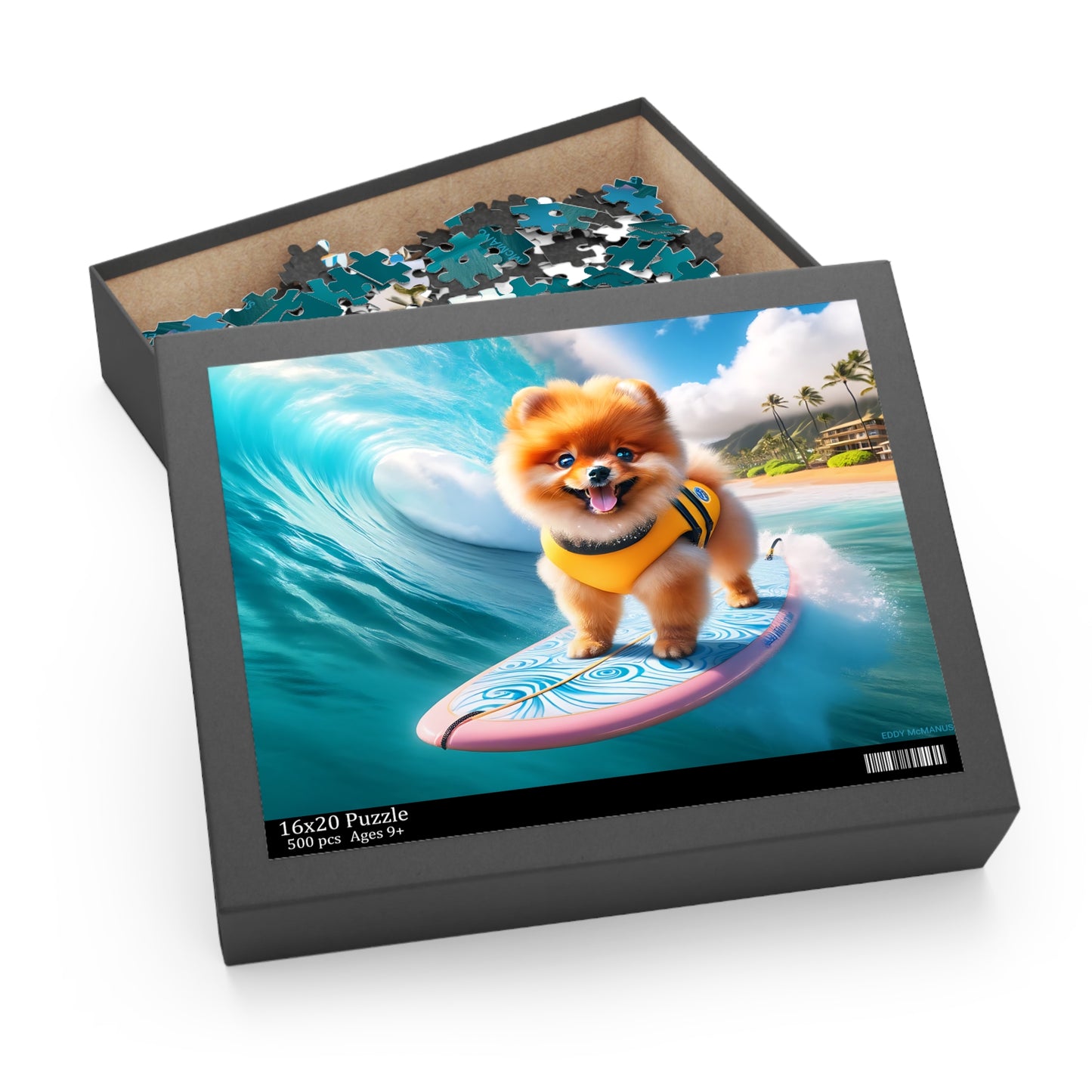 Surf Pups! Surfing Pomeranian Puppy Puzzle 1 - (120, 252, 500-Piece)
