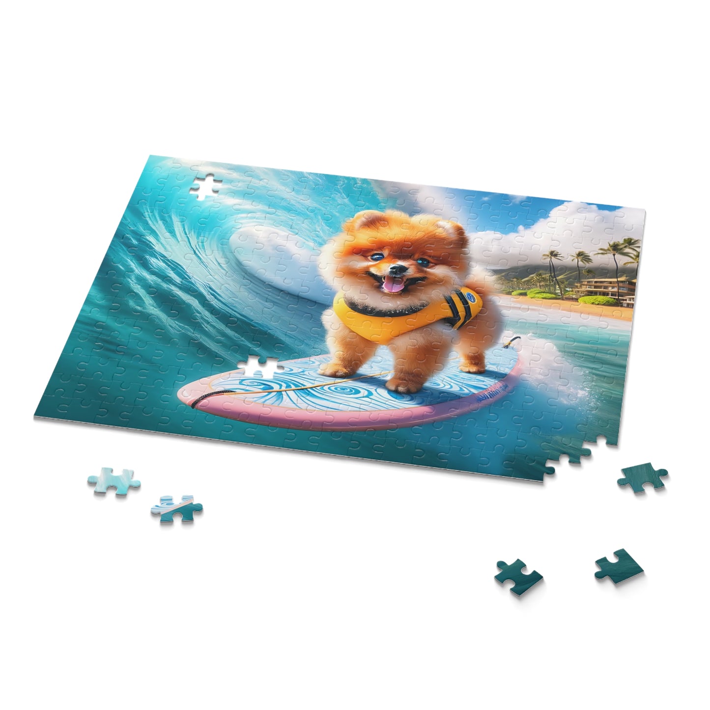 Surf Pups! Surfing Pomeranian Puppy Puzzle 1 - (120, 252, 500-Piece)